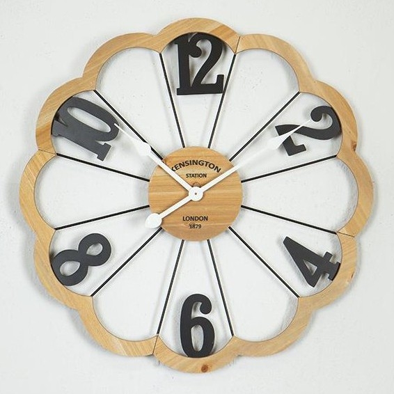 Zidni sat, napajanje 1x AA, prečnik 60 cm, bež/crna