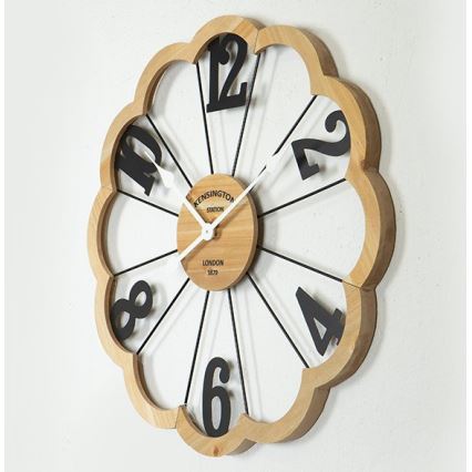 Zidni sat, napajanje 1x AA, prečnik 60 cm, bež/crna