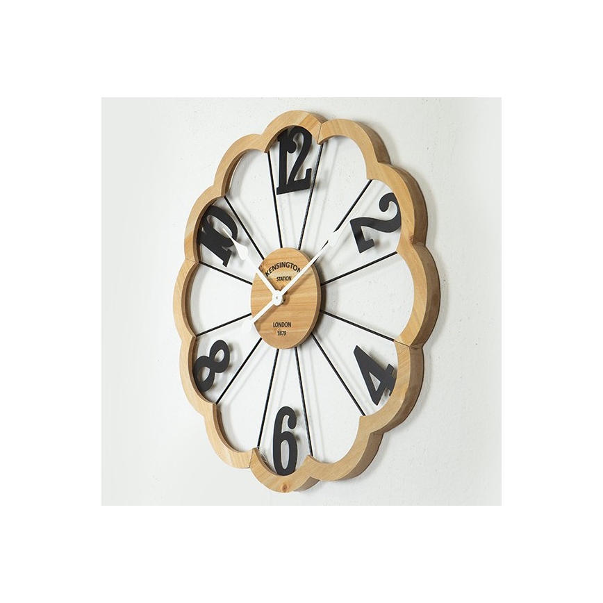 Zidni sat, napajanje 1x AA, prečnik 60 cm, bež/crna