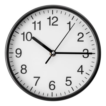 Zidni sat, prečnik 20 cm, 1xAA, crna/bela