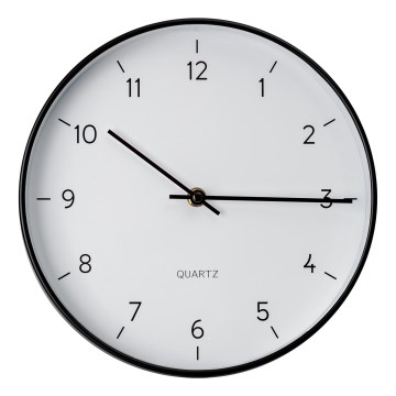 Zidni sat, prečnik 25 cm, 1xAA, crno-beli