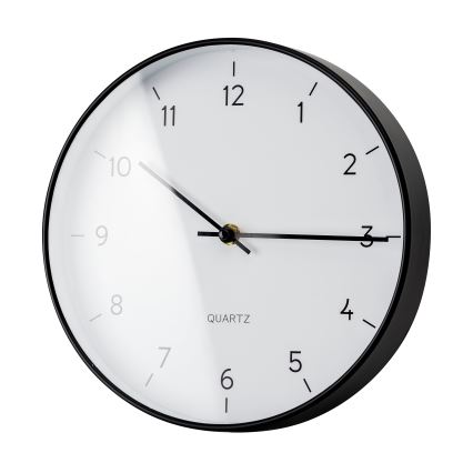 Zidni sat, prečnik 25 cm, 1xAA, crno-beli