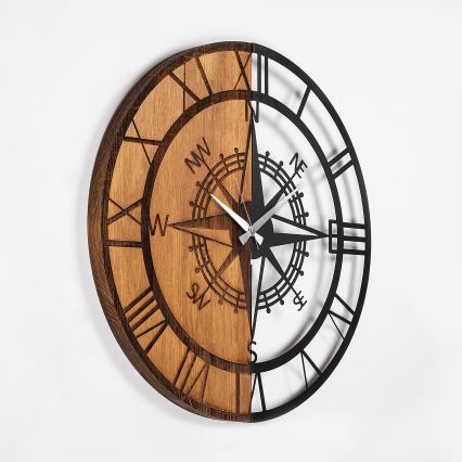 Zidni sat, prečnik 56 cm, 1xAA, drvo/metal