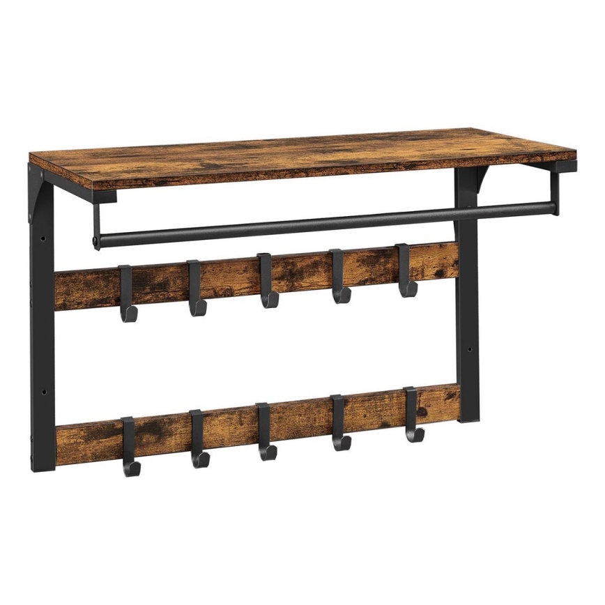 Zidni vešak sa policom NATE braon/crna