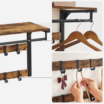 Zidni vešak sa policom NATE braon/crna