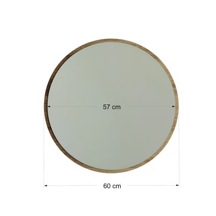 Zidno ogledalo AYNA prečnika 60 cm, braon