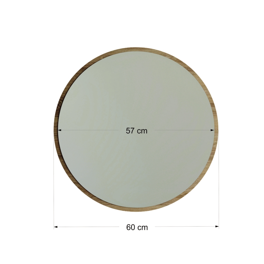 Zidno ogledalo AYNA prečnika 60 cm, braon