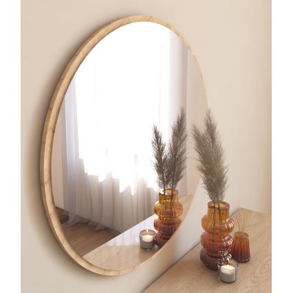 Zidno ogledalo OZZE prečnika 60 cm, braon