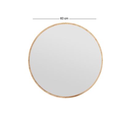 Zidno ogledalo OZZE prečnika 60 cm, braon