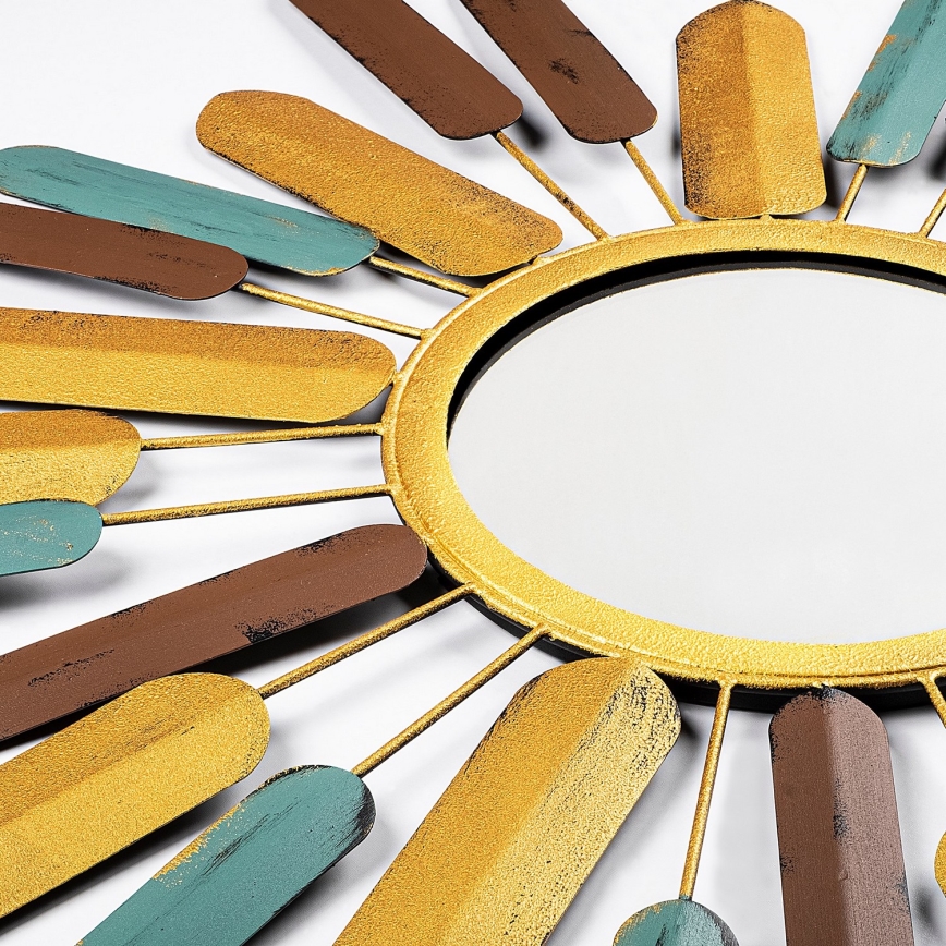 Zidno ogledalo SUN prečnika 75 cm, žuto