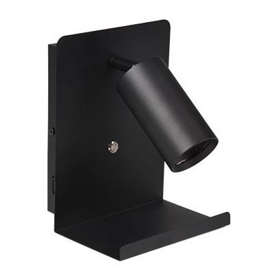 Zidno spot svetlo sa policom i USB punjačem 1xGU10/35W/230V crno