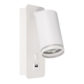 Zidno spot svetlo sa USB punjačem 1xGU10/35W/230V, belo