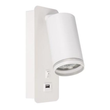 Zidno spot svetlo sa USB punjačem 1xGU10/35W/230V, belo