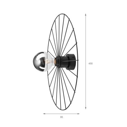 Zidno svetlo MONTANA 1xE27/15W/230V prečnik 45 cm crno