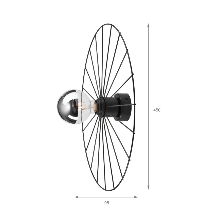 Zidno svetlo MONTANA 1xE27/15W/230V prečnik 45 cm crno