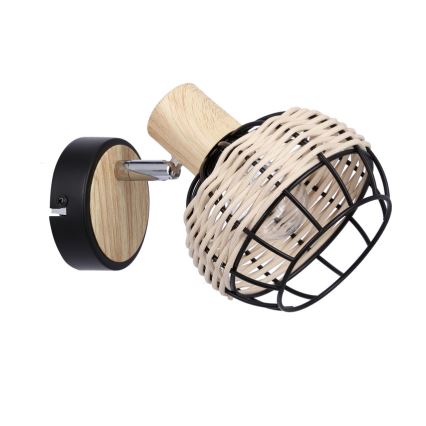 Zidno usmereno svetlo TAJGA 1xE14/40W/230V ratan/crna