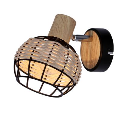 Zidno usmereno svetlo TAJGA 1xE14/40W/230V ratan/crna