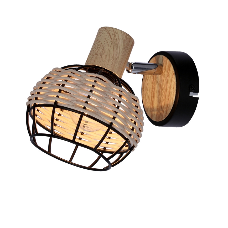 Zidno usmereno svetlo TAJGA 1xE14/40W/230V ratan/crna