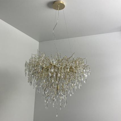 Zlatni kristalni luster na sajli 12xG9/40W/230V