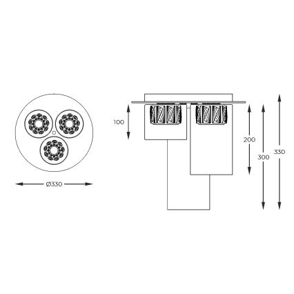 Zuma Line - LED kristalni prislonjeni plafonski luster 3xLED/5W/230V mesing