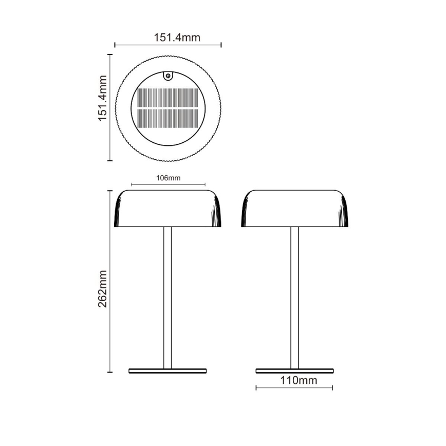 Zuma Line - LED prigušiva solarna punjiva stona lampa LED/2,5W/2000 mAh IP44 crna