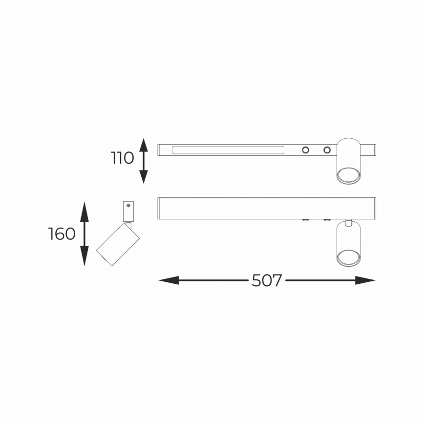 Zuma Line - LED zidna spot svetiljka 1xGU10/5W/230V + LED/8W crna